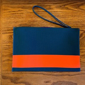 HTF Rothy’s Essential Pouch | Teal with neon coral stripe | Discontinued